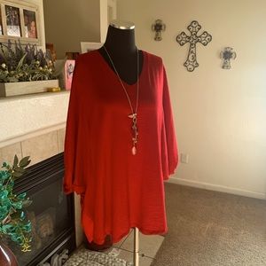 Lularoe Stunning Red Renee Balloon Sleeve Top 2XL